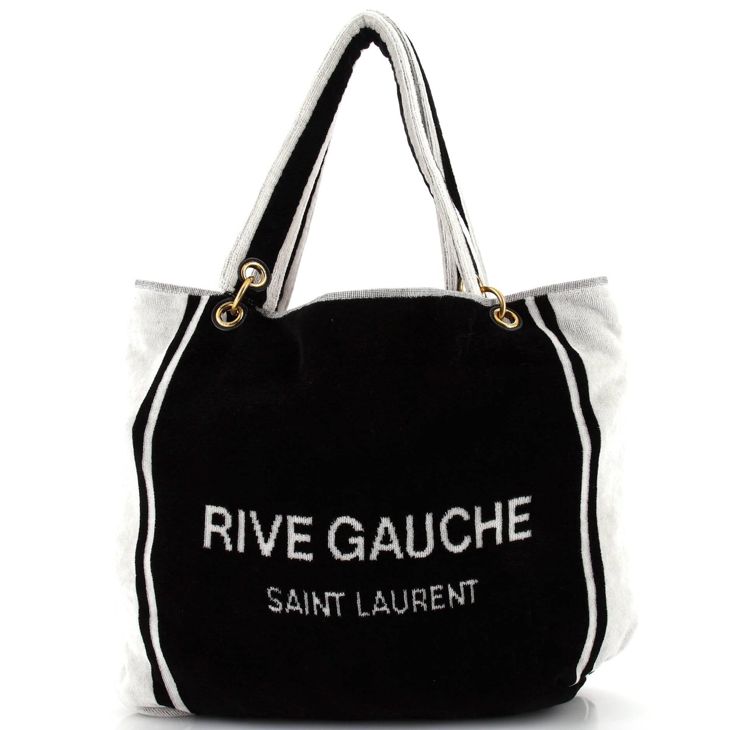 Luxury Saint Laurent Rive Gauche Beach Bag Terry Cloth