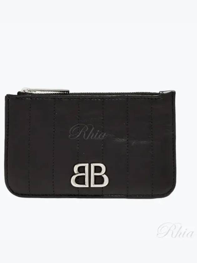 Luxury Balenciaga Monaco Long Coin Card Wallet Black