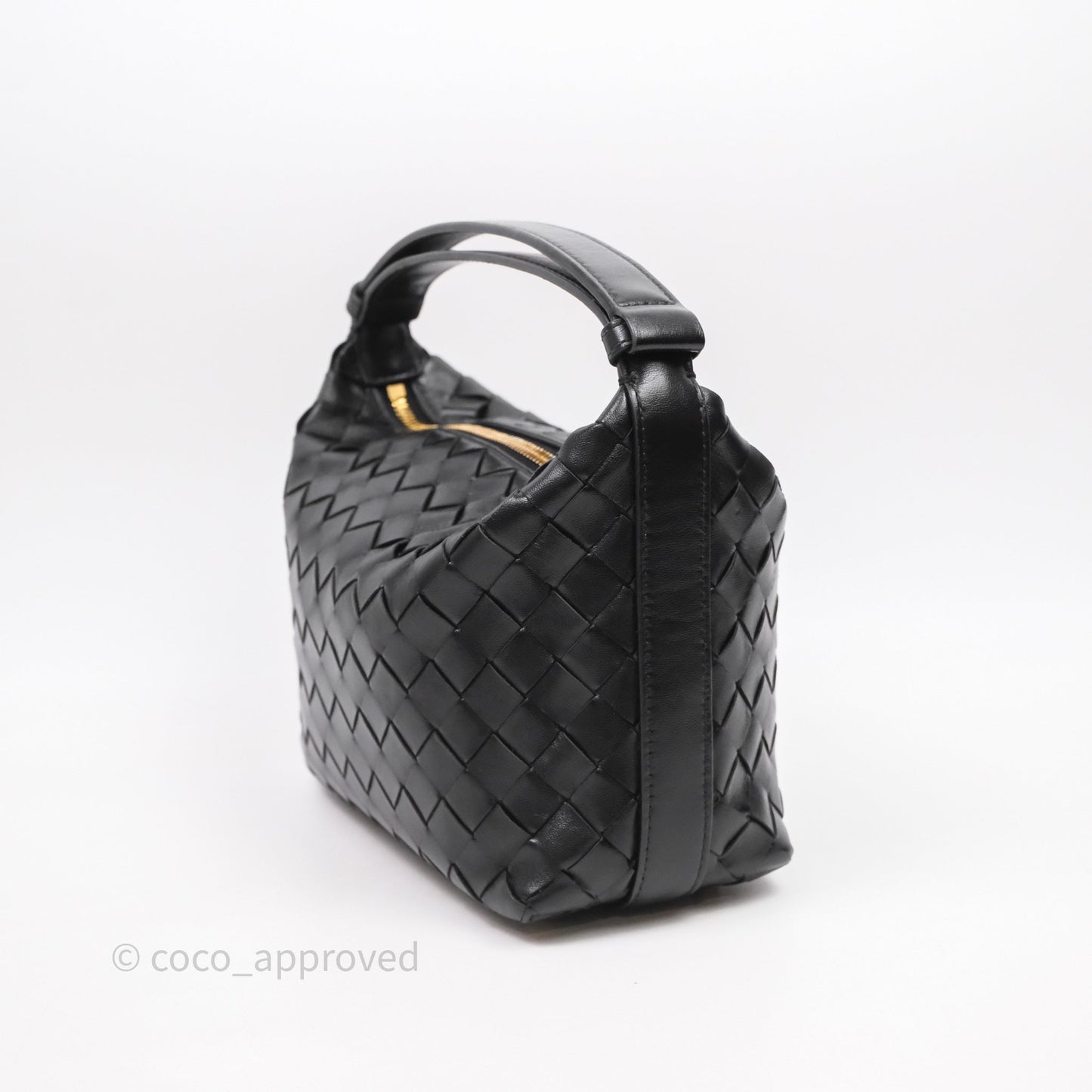 Bottega Veneta Mini Wallace Intrecciato Black Gold Hardware