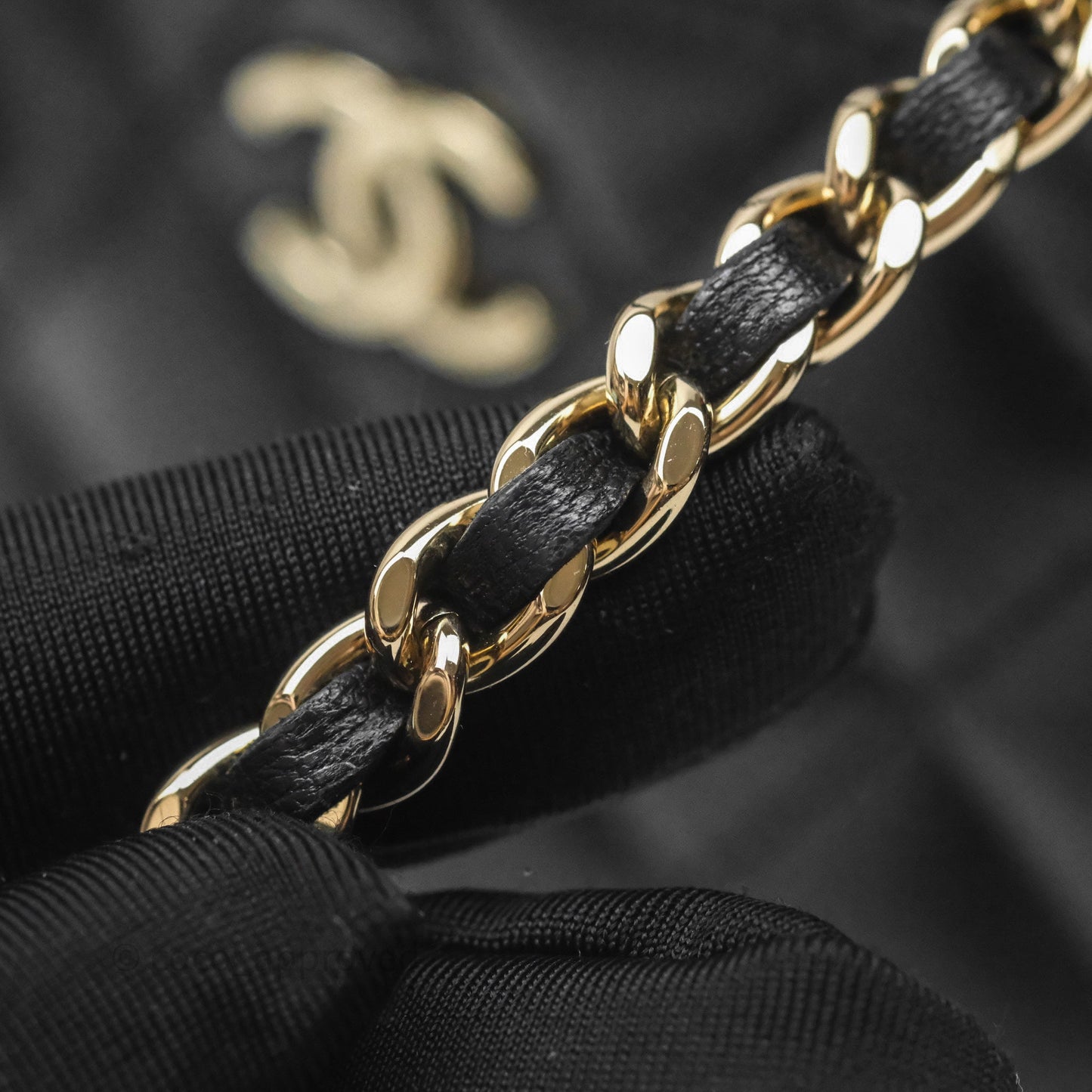 Chanel Vanity Rectangular Top Handle Black Lambskin Gold Hardware