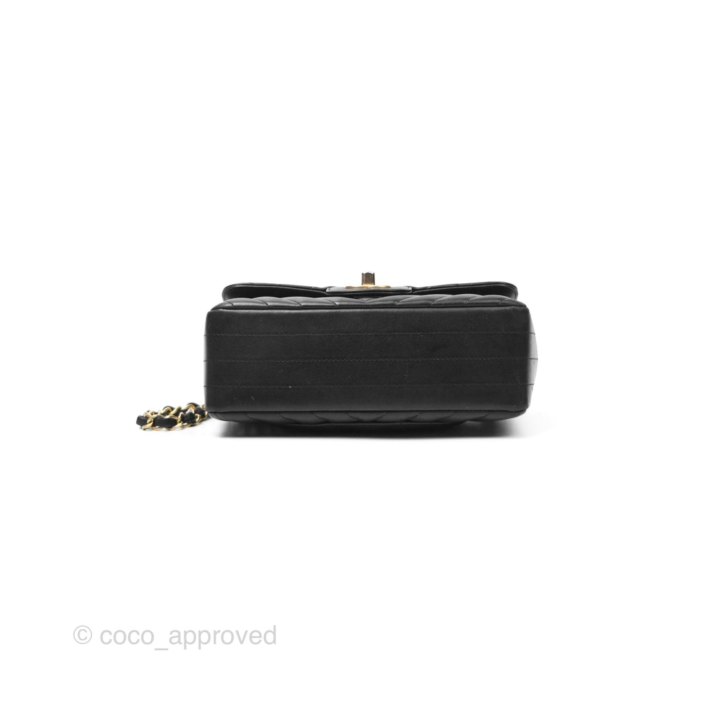 Chanel Chevron Mini Rectangular Black Lambskin Aged Gold Hardware