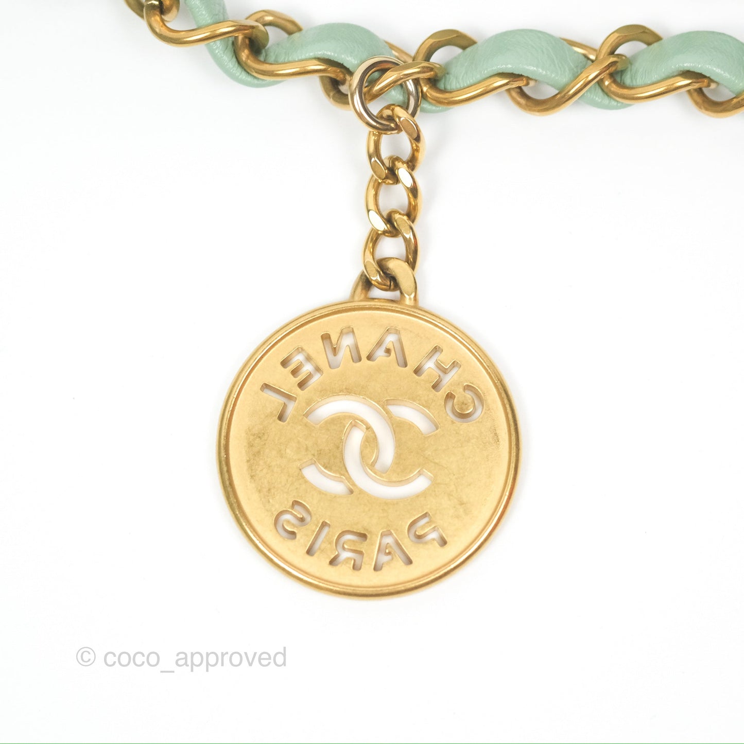 Chanel 22 Small Mint Green Shiny Aged Calfskin Aged Gold Hardware