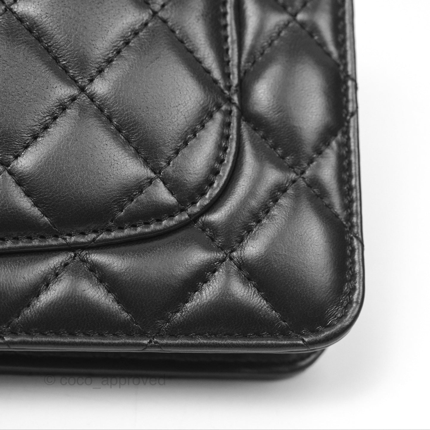 Chanel All Slide Wallet on Chain WOC Adjustable Chain Quilted Black Lambskin 22K
