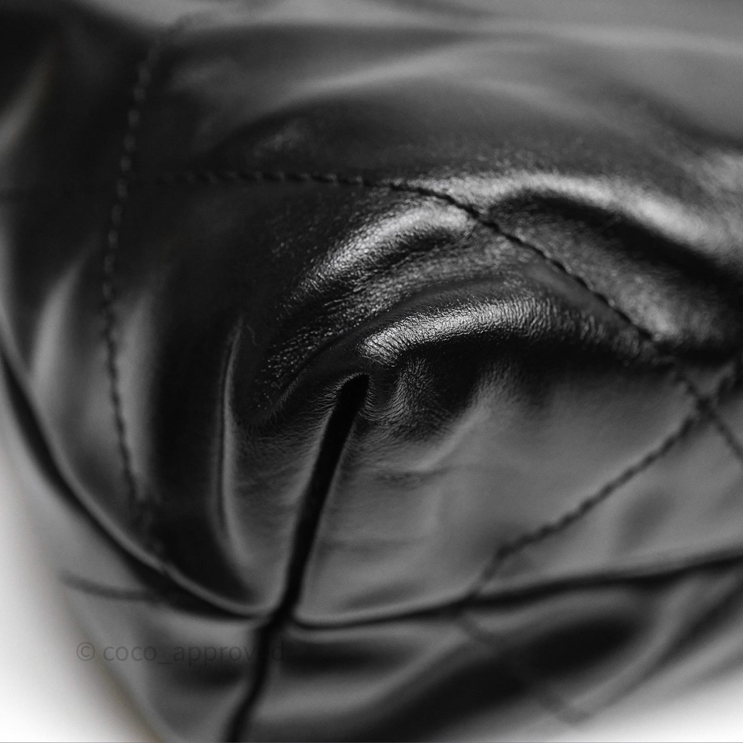 Chanel 22 Bag Small Black Shiny Calfskin Aged Gold Hardware