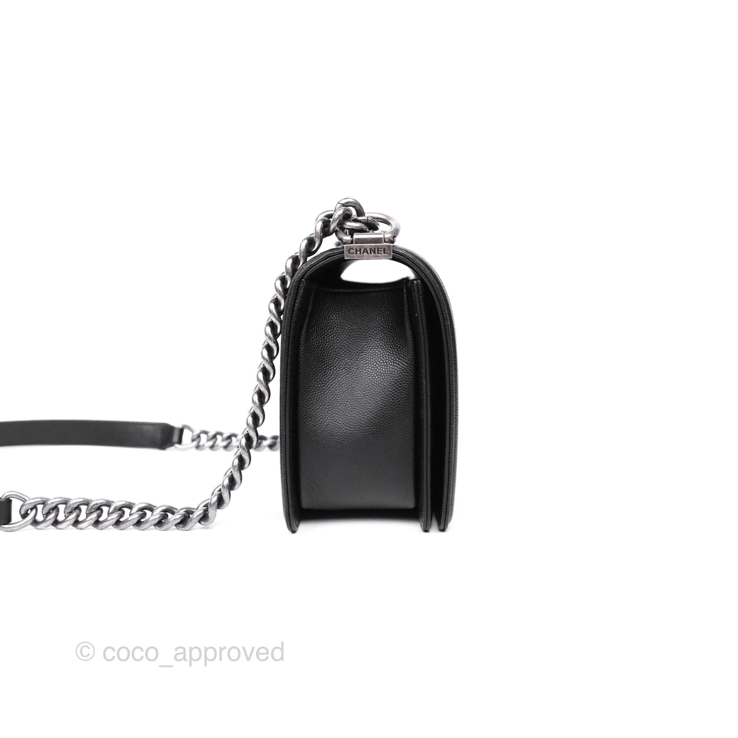 Chanel Medium Boy Quilted Black Caviar Ruthenium Hardware