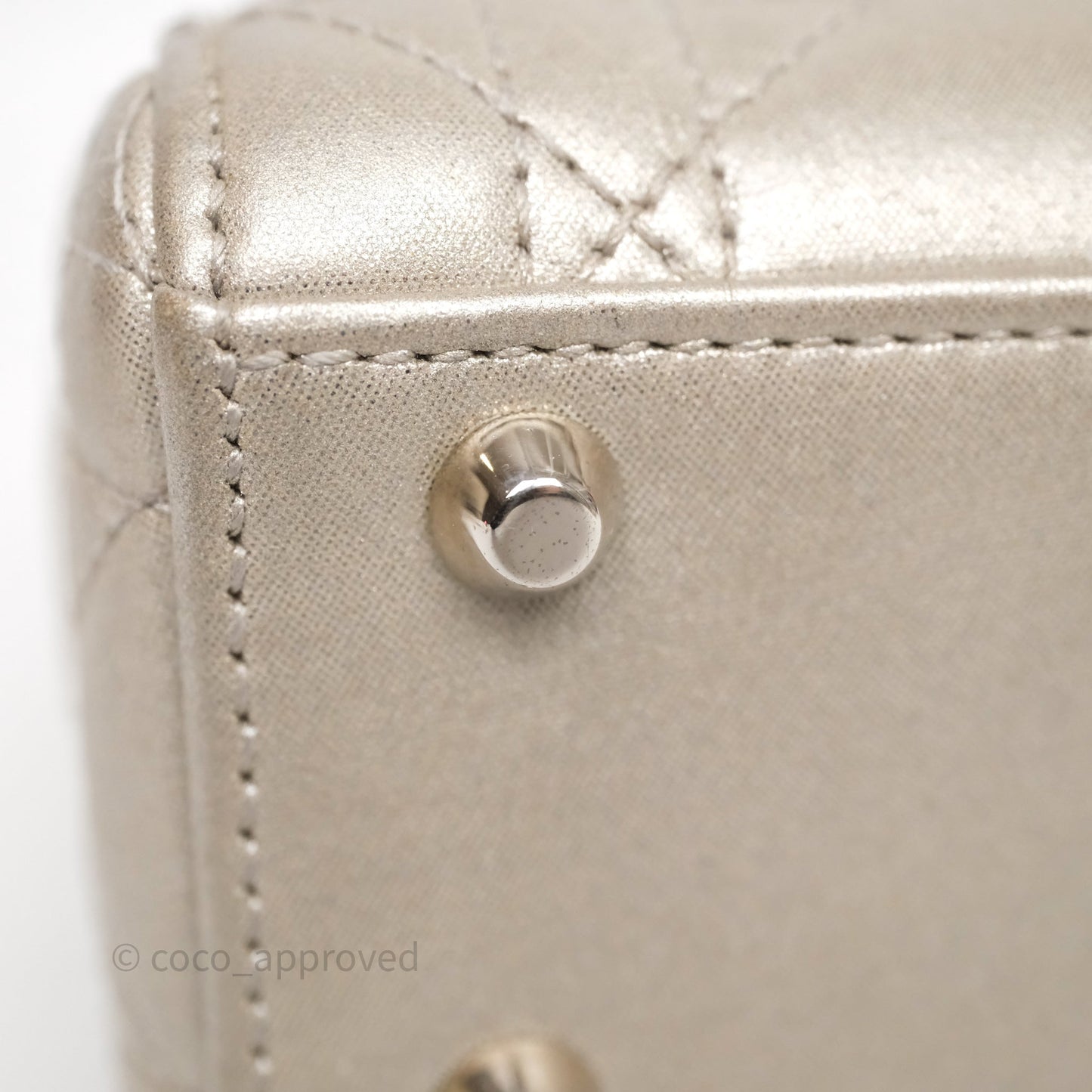 Christian Dior Mini Lady Dior Metallic Silver Nubuck Silver Hardware