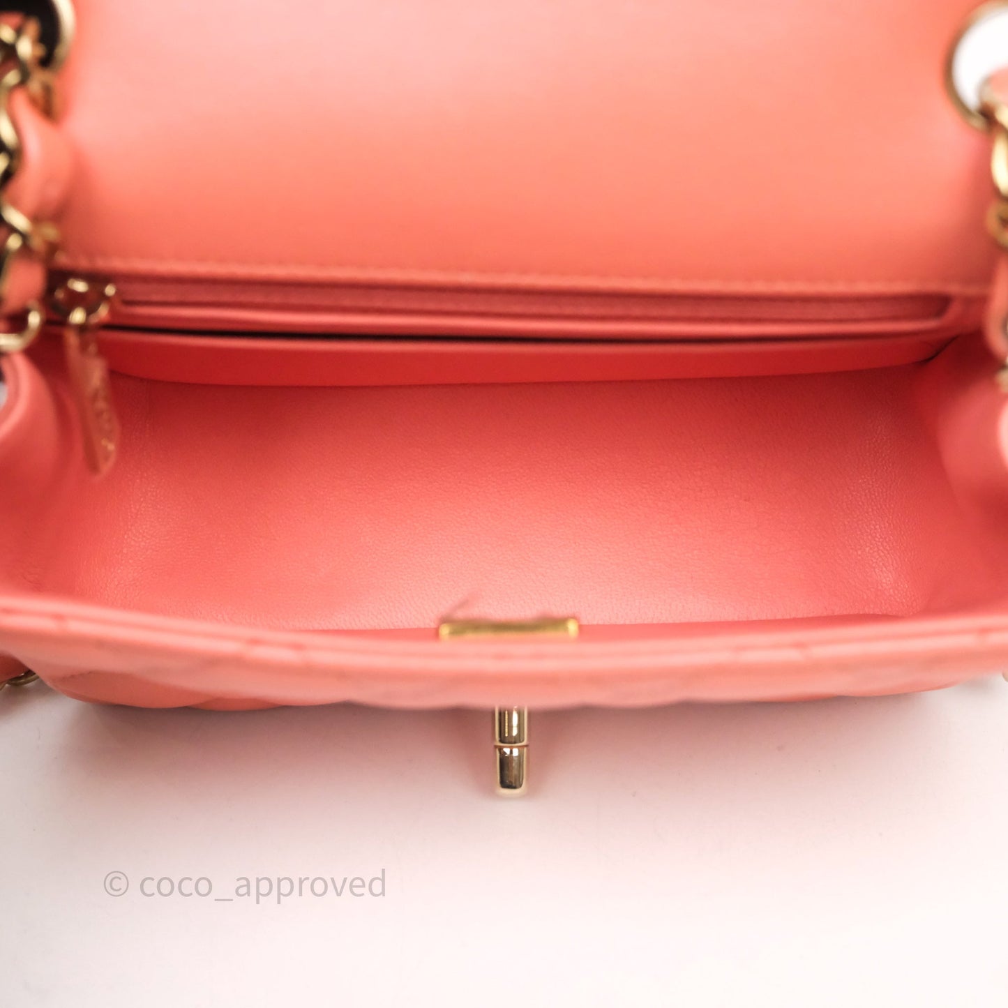 Chanel Mini Square Flap Quilted Pink Lambskin Gold Hardware