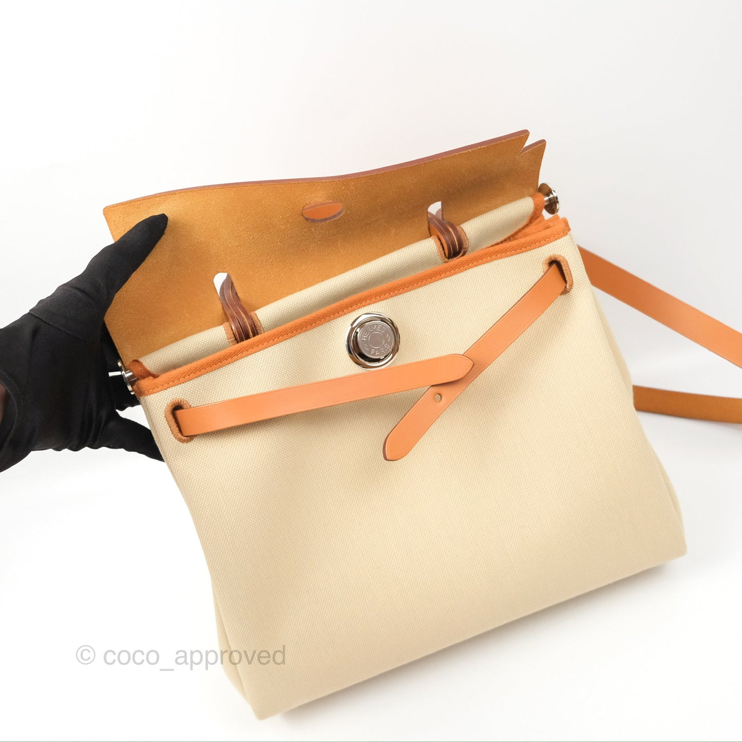 Hermès Herbag Zip 31 Retourne Beton / Nature Canvas Palladium Hardware