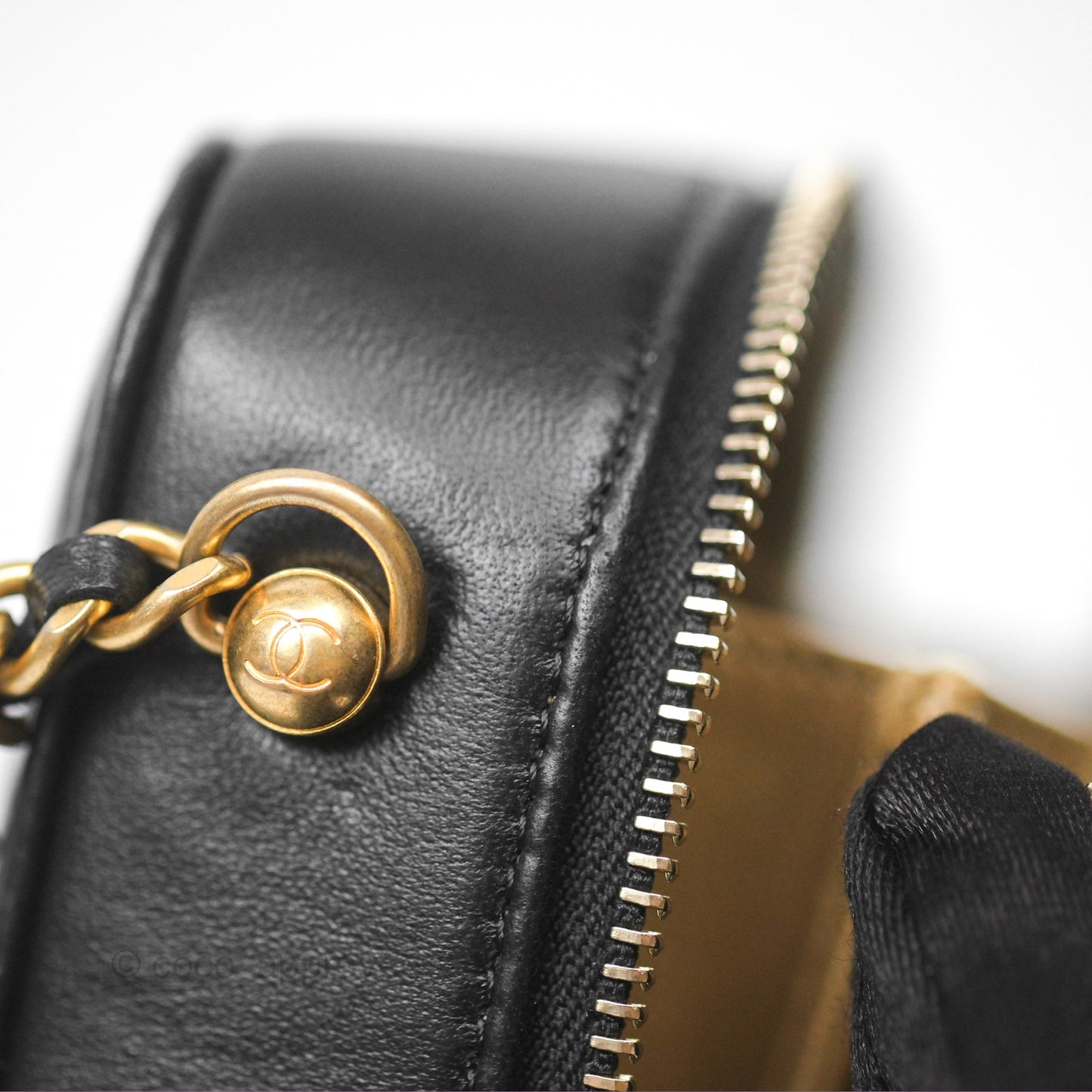 Chanel Pearl Crush Mini Camera Case Quilted Black Lambskin Aged Gold Hardware