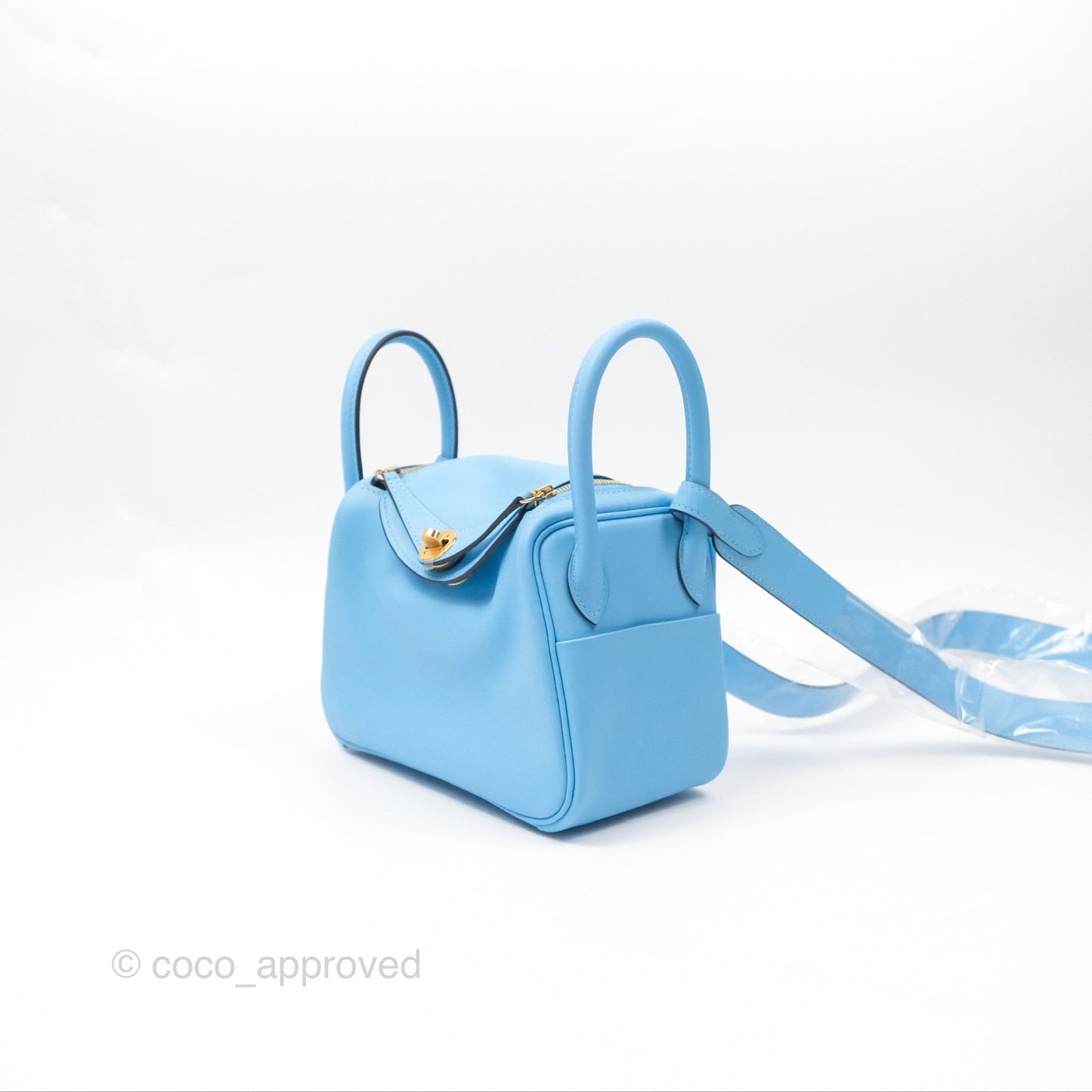 Hermès Mini Lindy 20 Celeste Swift Gold Hardware