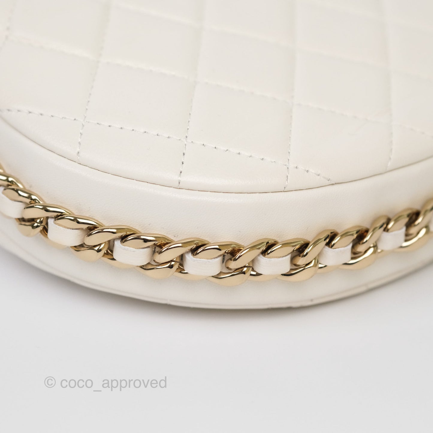 Chanel Chain Around Mini Hobo Pouch White Lambskin Gold Hardware 23C