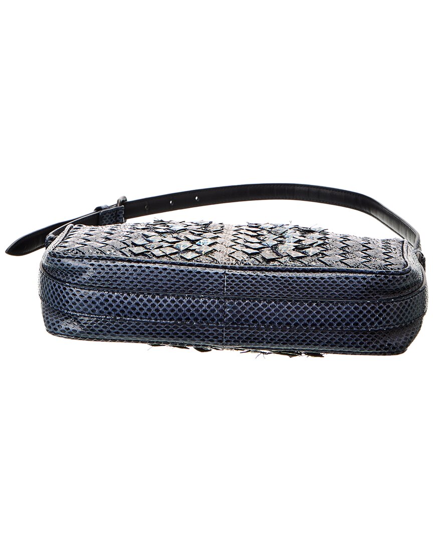 Luxury Bottega Veneta Intrecciato Snakeskin Shoulder Bag