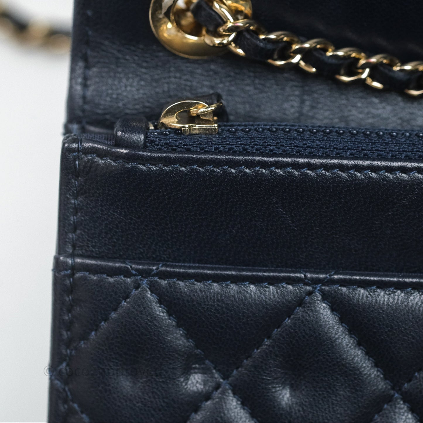 Chanel Trendy CC WOC Wallet On Chain Navy Lambskin Gold Hardware