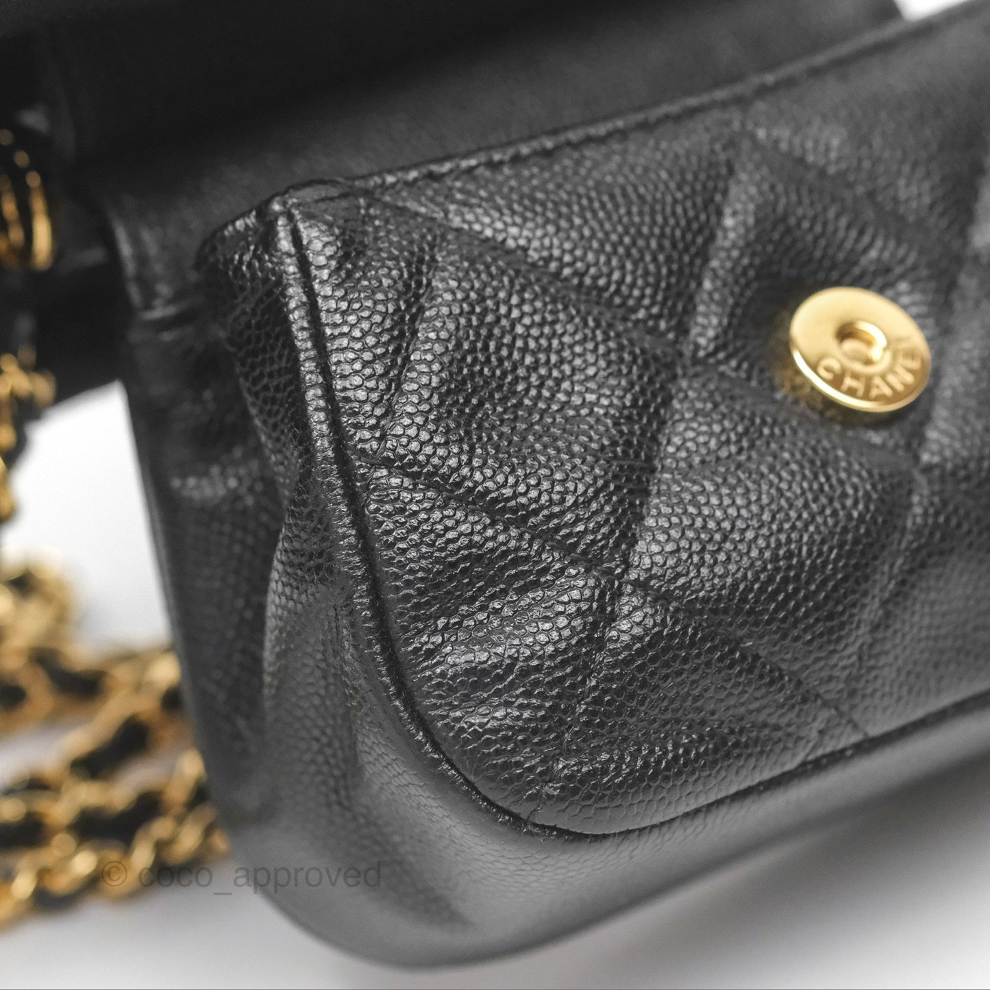 Chanel Clutch with Chain Black Caviar Gold Hardware 22K