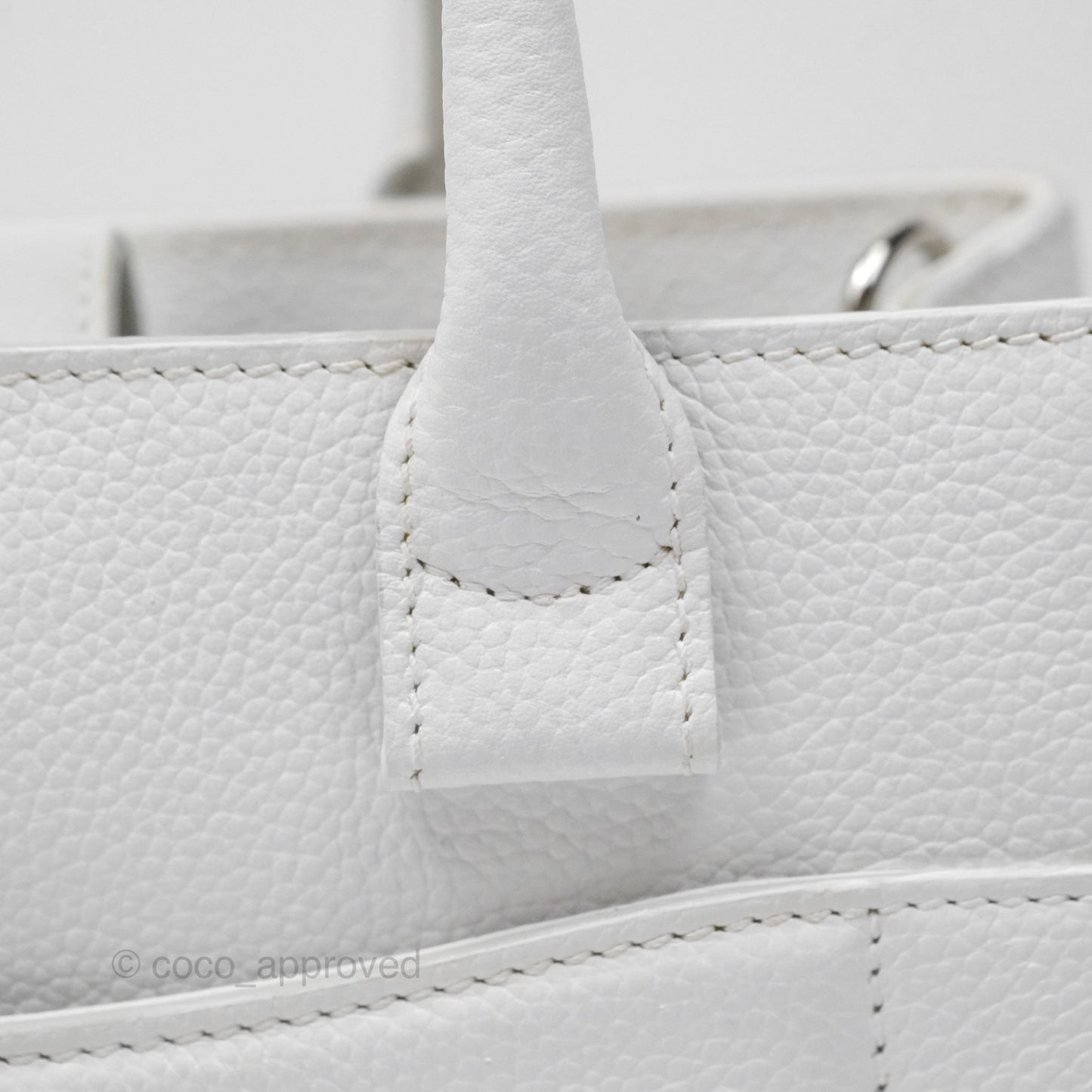 Chanel Mini Neo Executive Shopper Tote White Grained Calfskin Silver Hardware