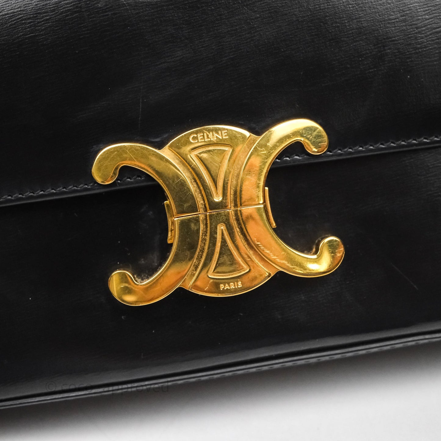 Celine Triomphe Shoulder Bag Black Calfskin