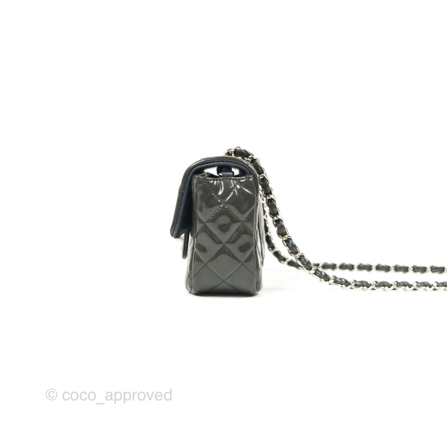 Chanel Quilted Mini Rectangular Green Patent Silver Hardware