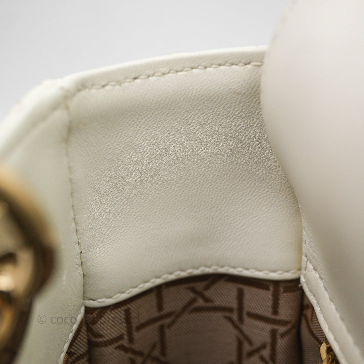 Christian Dior Small My ABCDior Lady Dior Bag White Cannage Lambskin Gold Hardware