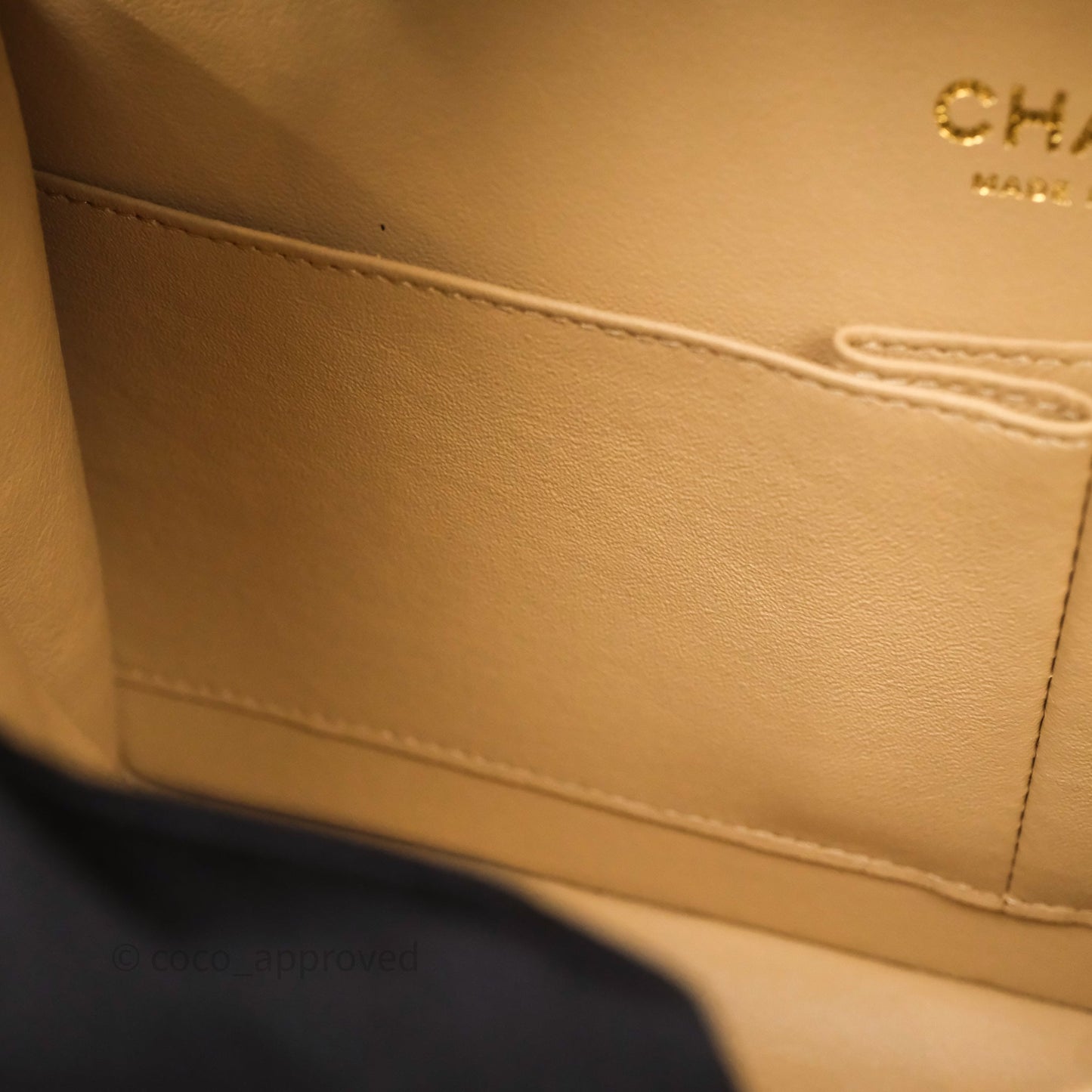 Chanel Classic M/L Medium Flap Quilted Beige Caviar Gold Hardware