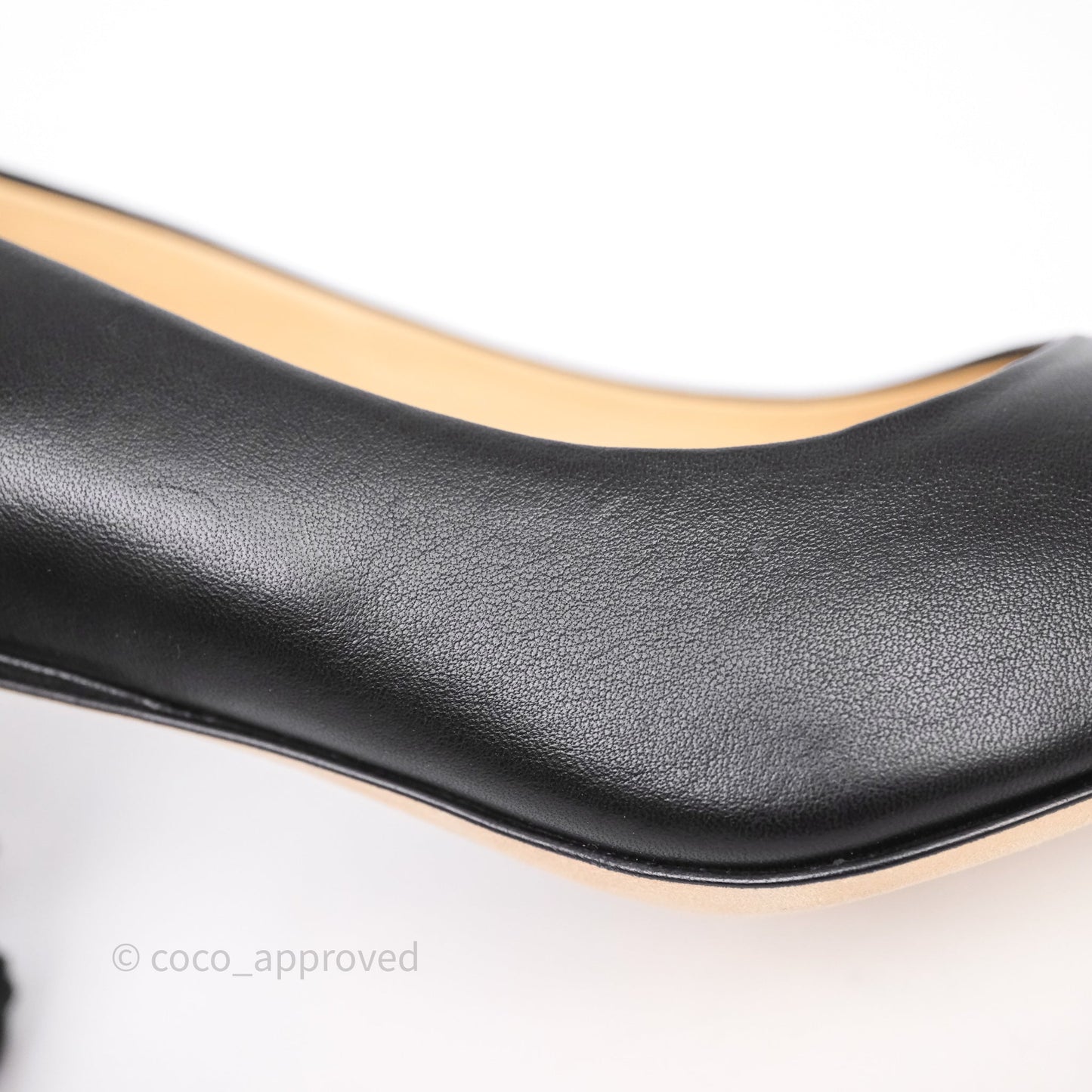 Chanel CC Cap Toe Pumps Heels Black Lambskin Size 38