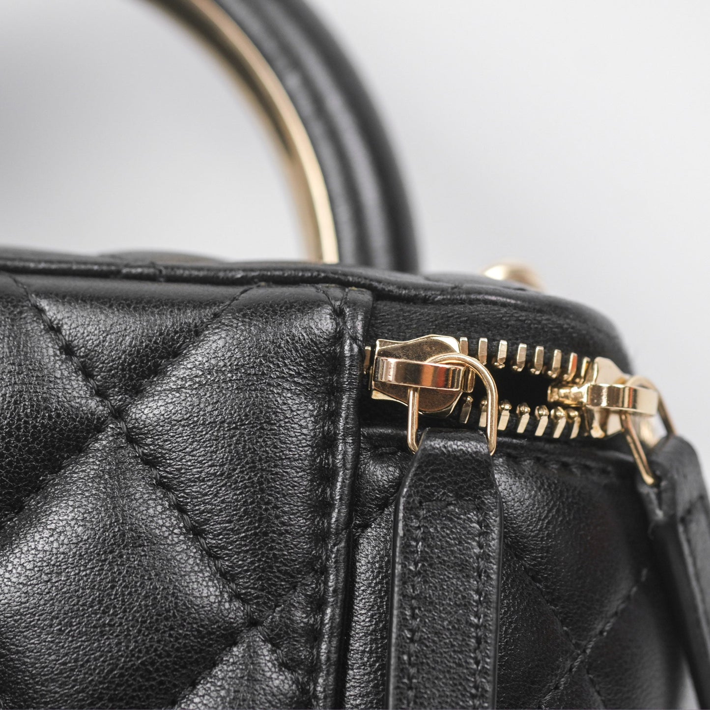 Chanel Top Handle Vanity Rectangular Black Lambskin Gold Hardware