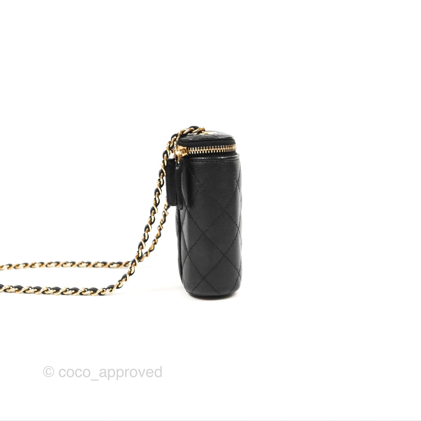 Chanel Classic Mini Vanity With Chain Black Caviar Gold Hardware