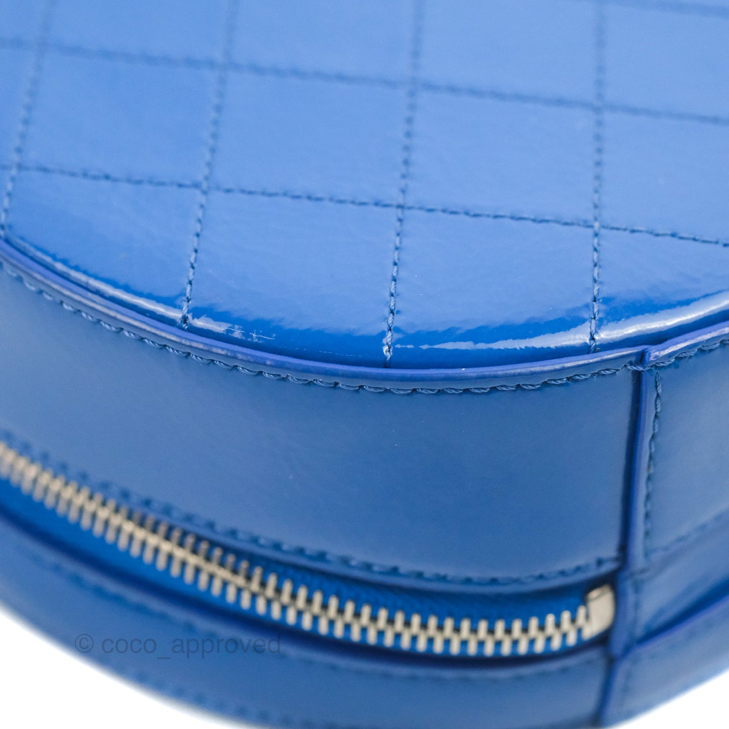 Chanel Round As Earth Bag with Owl Charm Blue Patent Silver Hardware