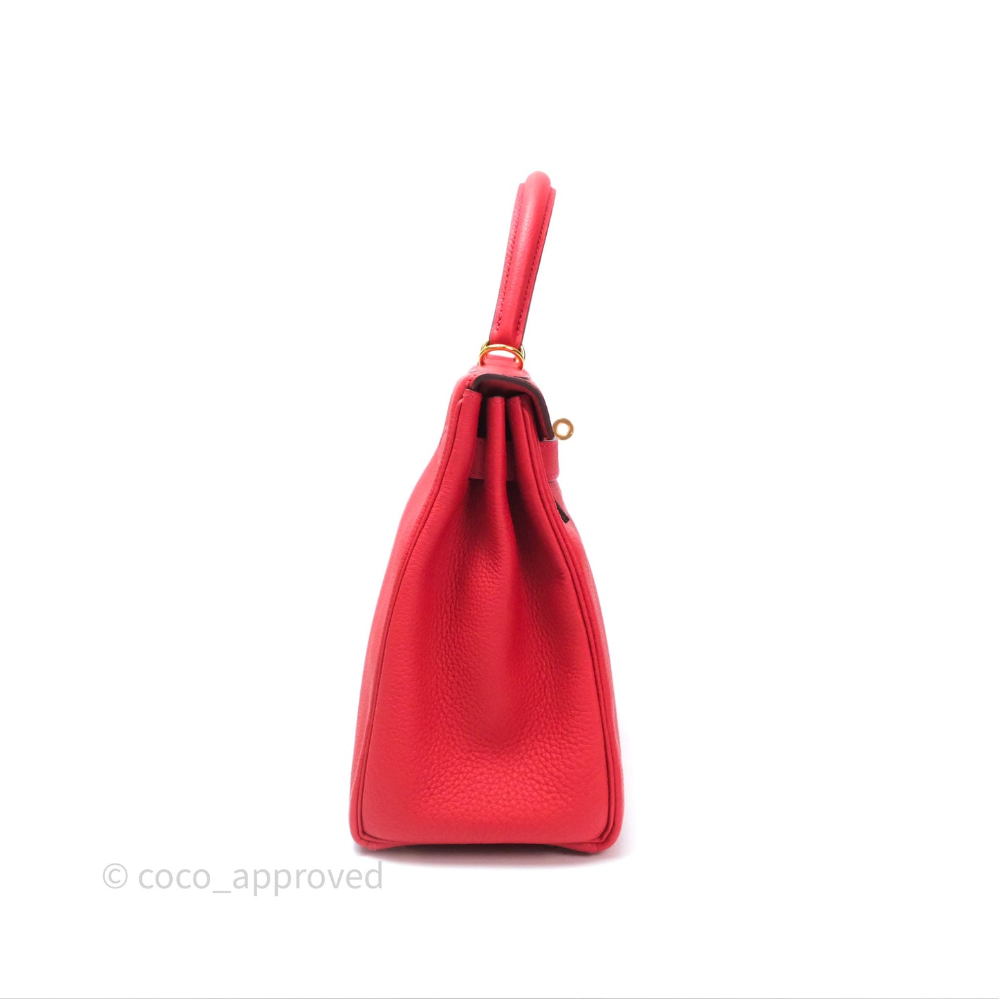 Hermès Kelly 28 Retourne Geranium D5 Togo Gold Hardware