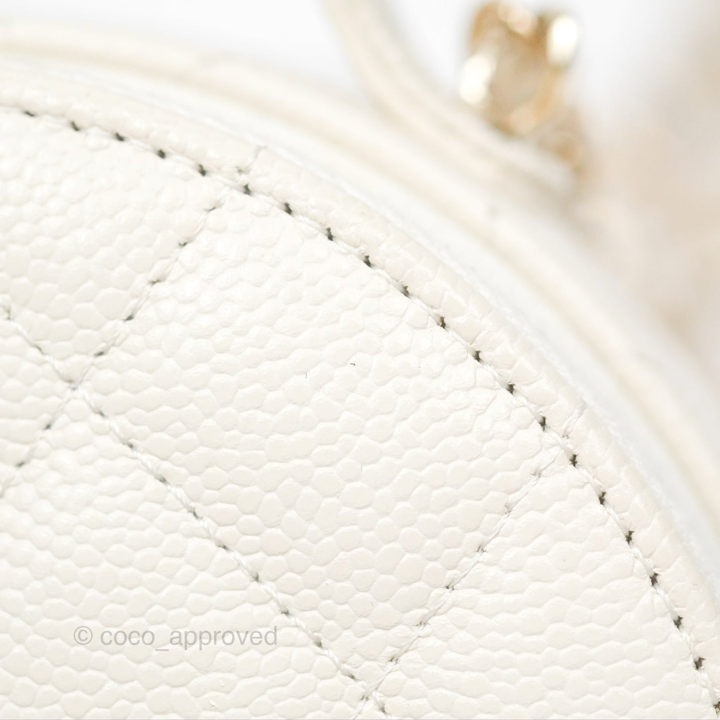 Chanel Mini Round Vanity Bag Handle With Care Ivory Caviar
