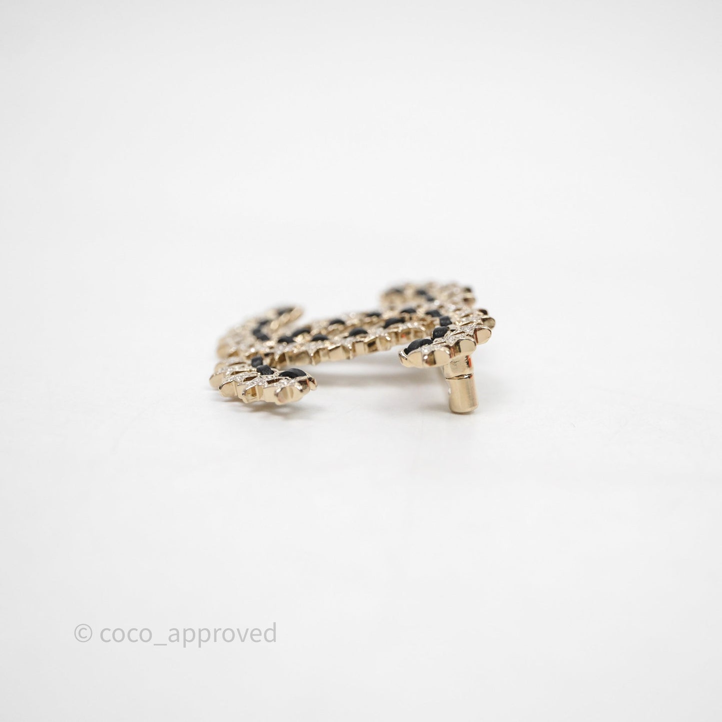 Chanel CC Logo Crystal Star Brooch Gold Tone 23C