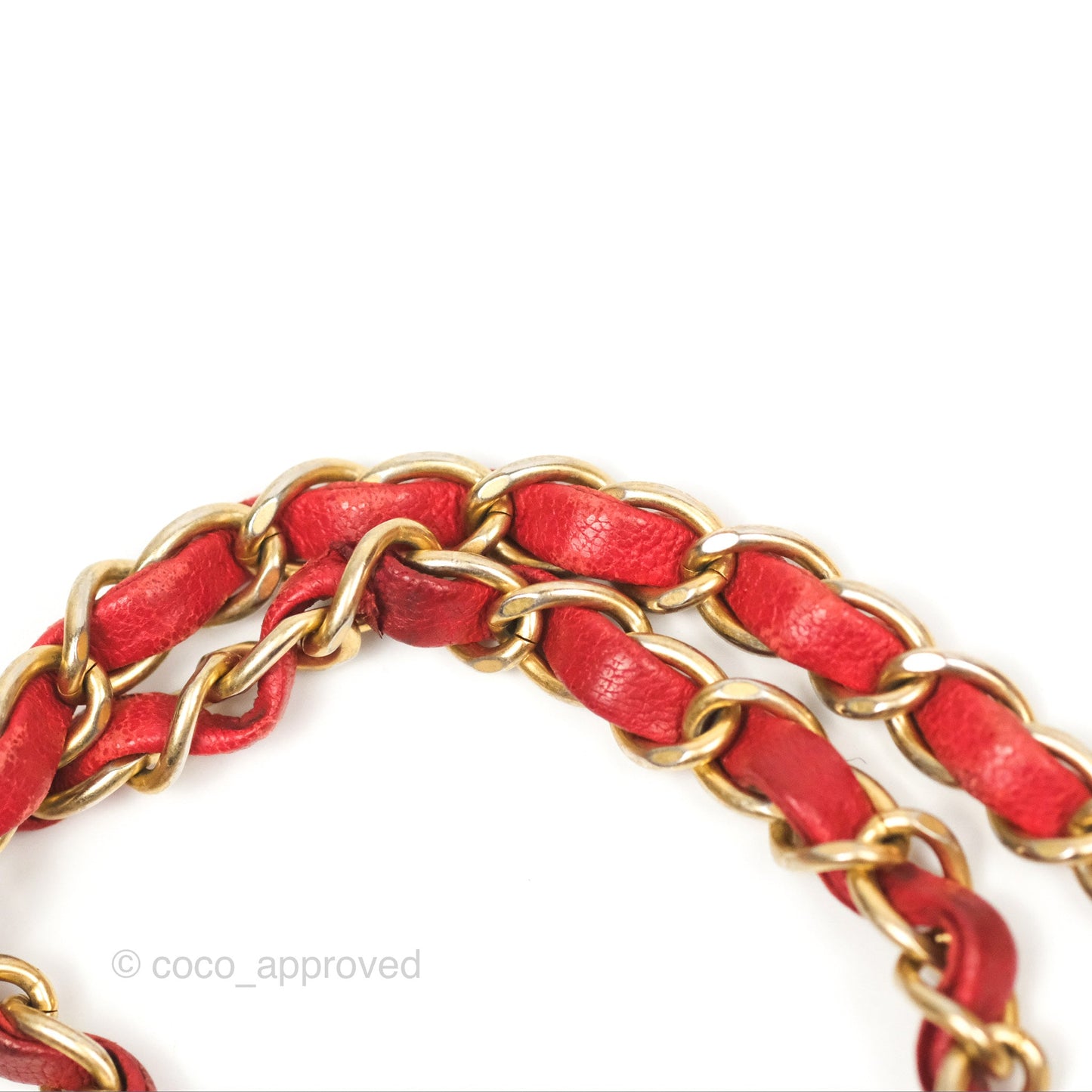 Chanel Small Chevron Surpique Flap Red Calfskin Aged Gold Hardware
