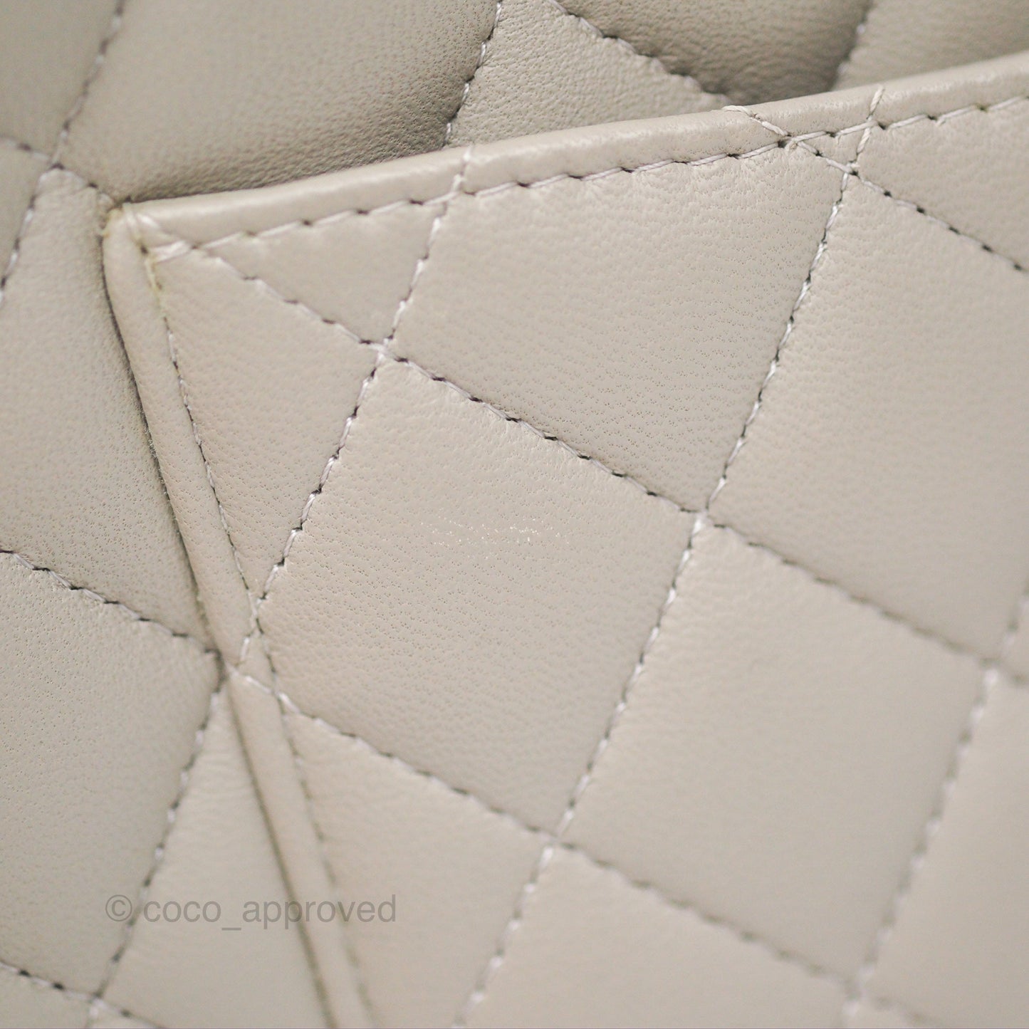 Chanel Classic Flap Clutch Quilted Light Grey Lambskin Silver Hardware