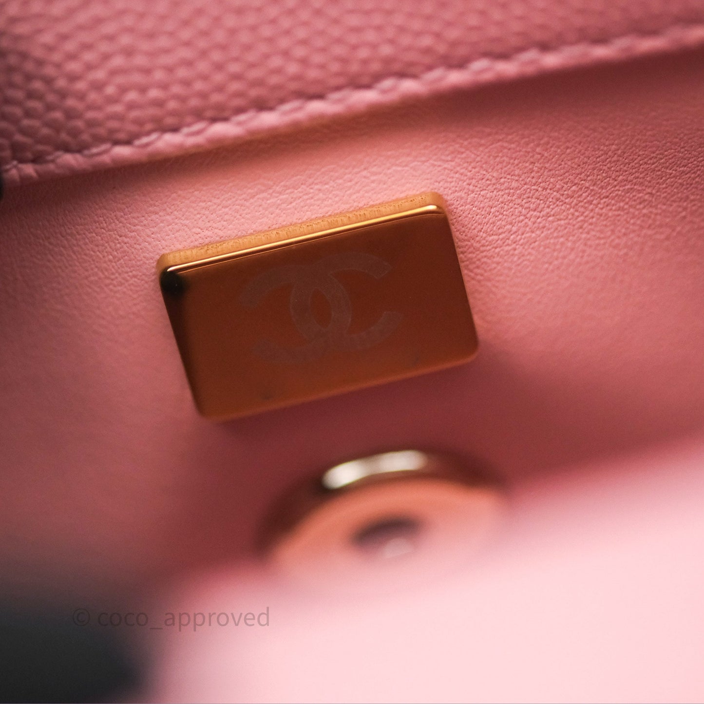 Chanel Mini Coco Handle Quilted Pink Caviar Gold Hardware
