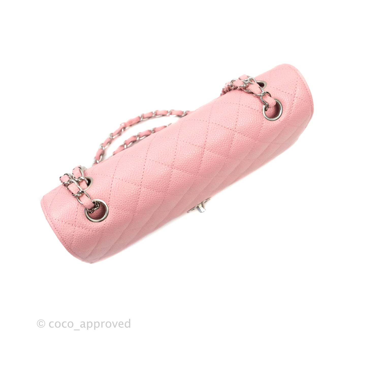 Chanel Quilted M/L Medium Double Flap Pink Caviar Silver Hardware