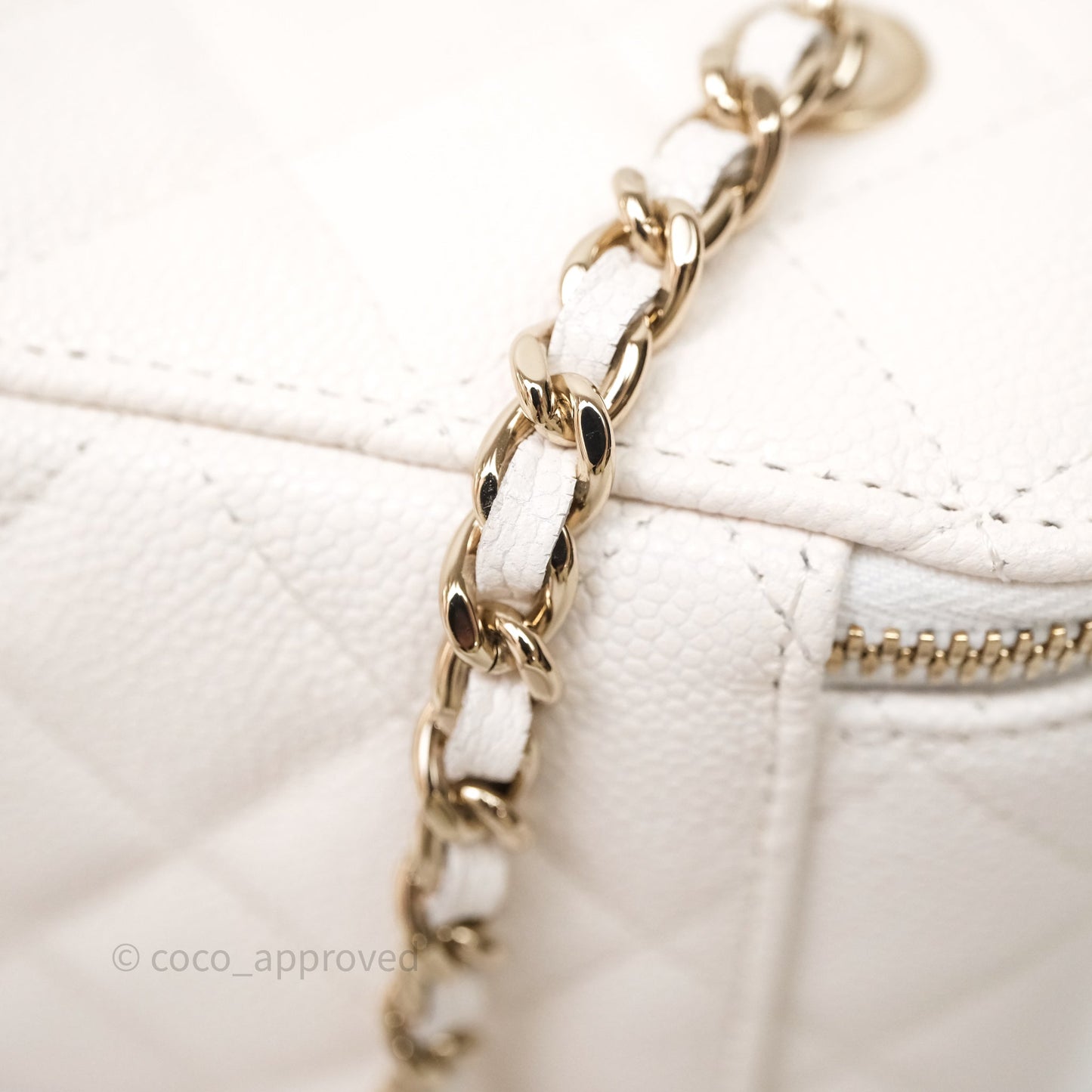 Chanel Classic Vanity Rectangular with Chain White Caviar Gold Hardware