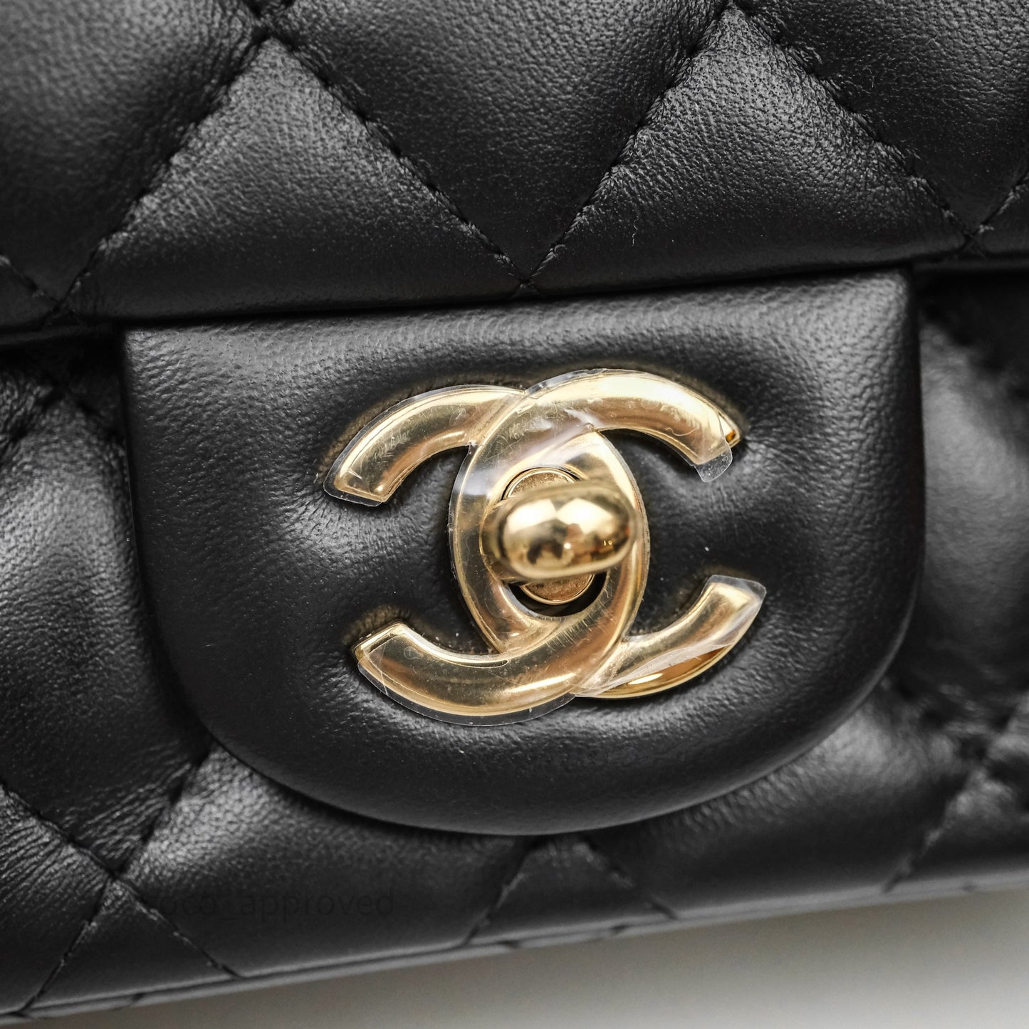 Chanel Mini Square Quilted Black Lambskin Gold Hardware
