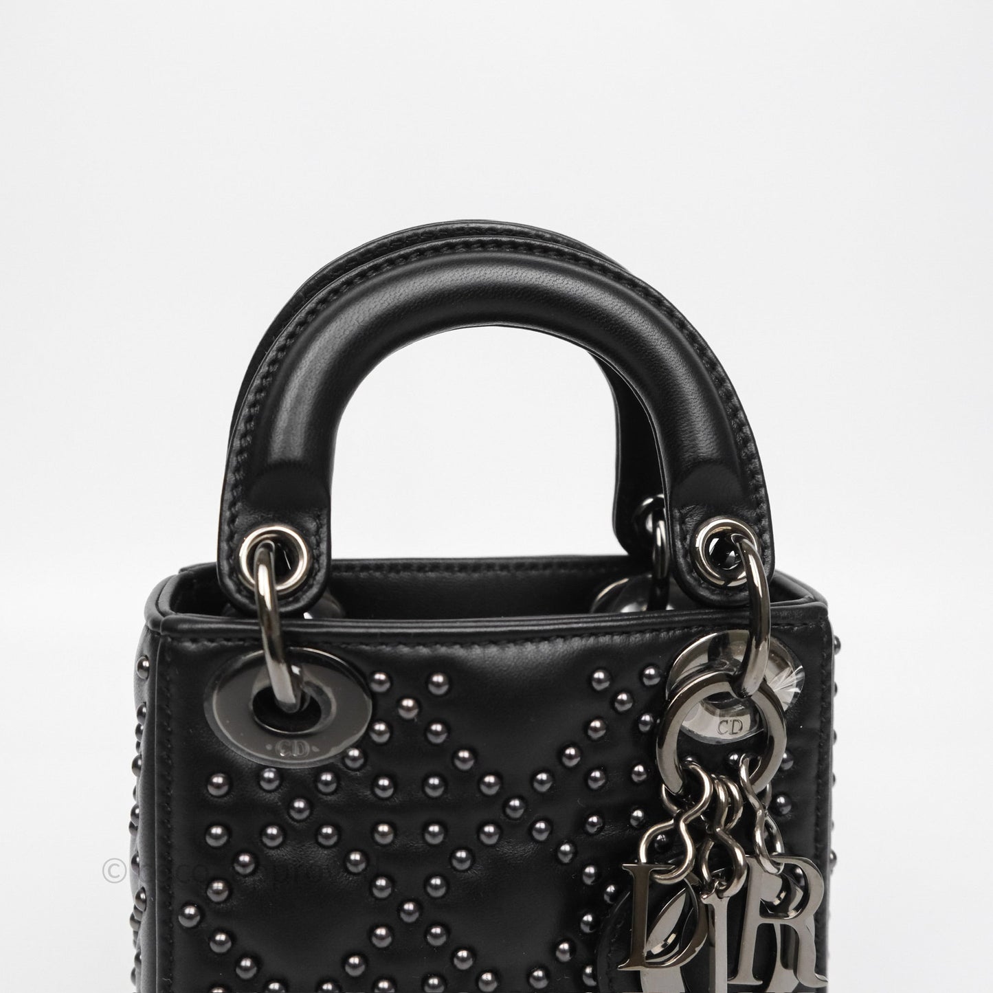 Christian Dior Micro Lady Dior Studded Cannage Black Lambskin