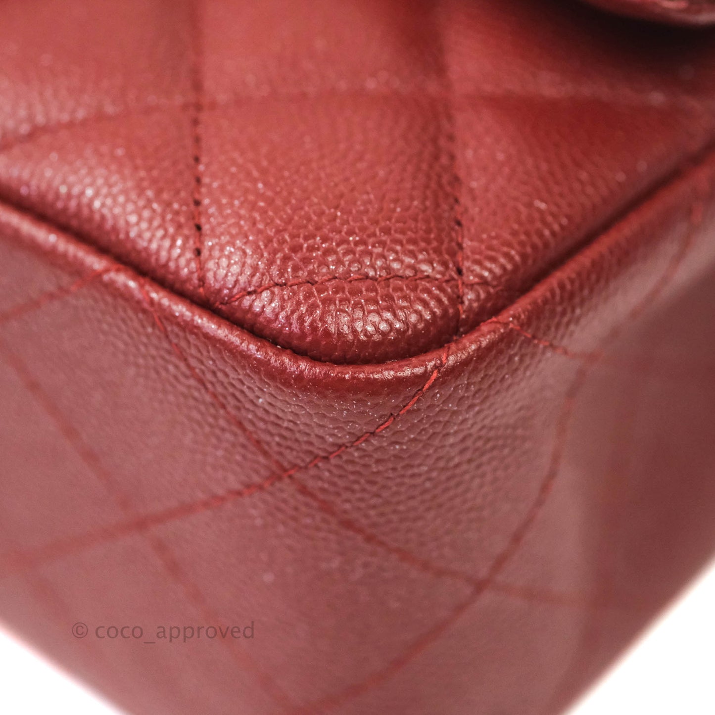 Chanel Classic Quilted Mini Rectangular Flap Iridescent Burgundy Caviar Aged Gold Hardware
