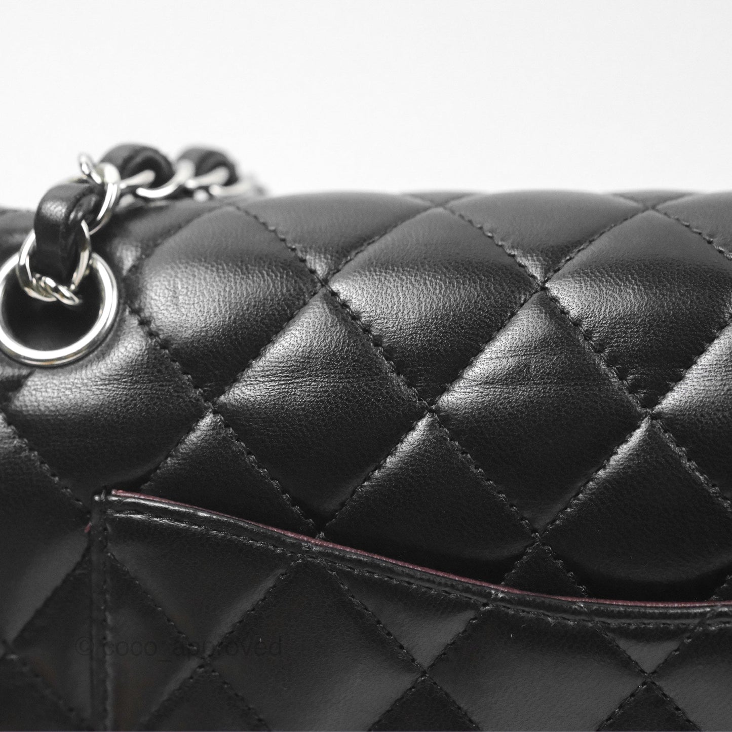 Chanel Classic M/L Medium Flap Quilted Black Lambskin Silver Hardware
