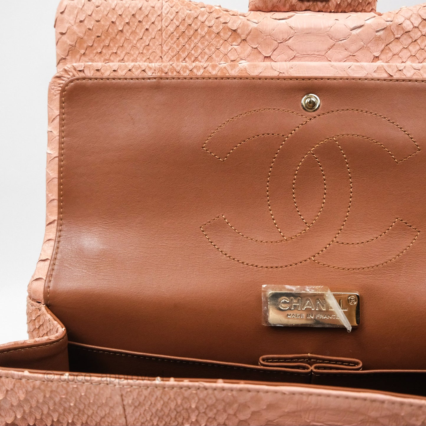 Chanel Jumbo Double Flap Python Pink Gold Hardware