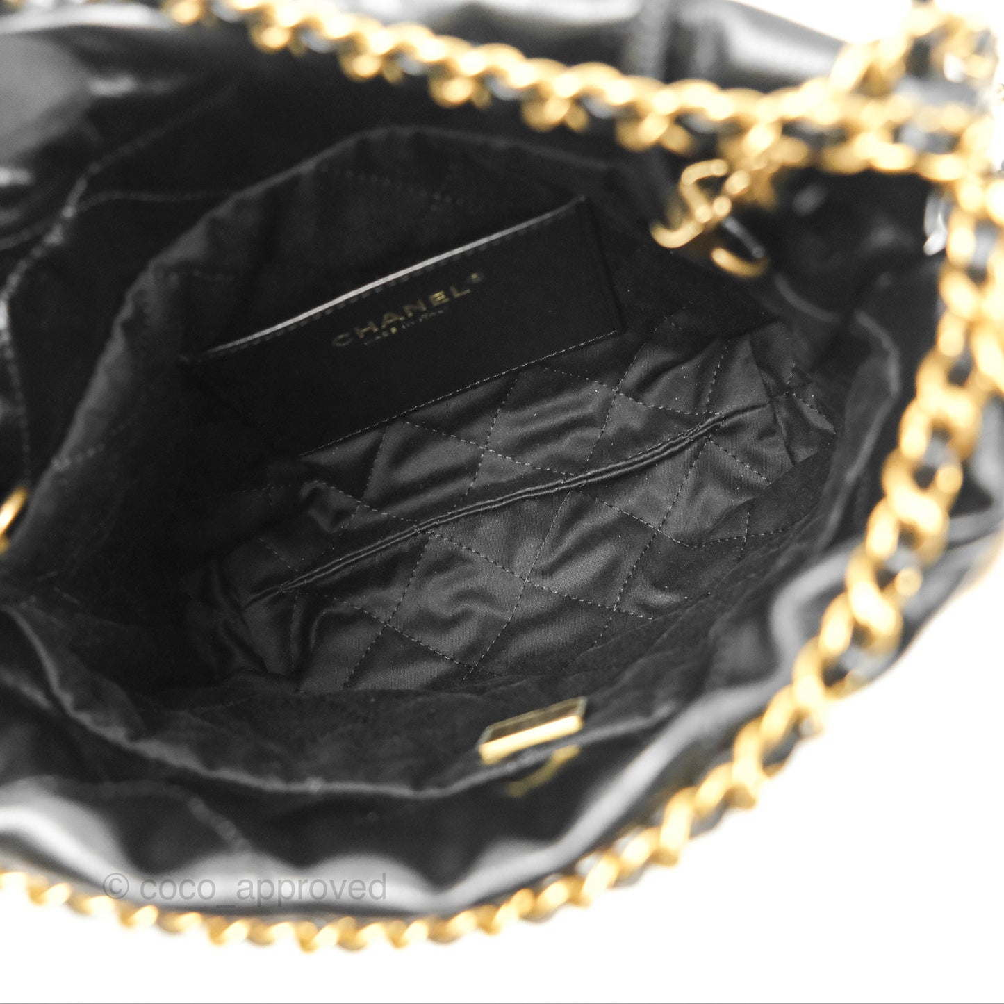 Chanel 22 Mini Bag Black Crumpled Calfskin