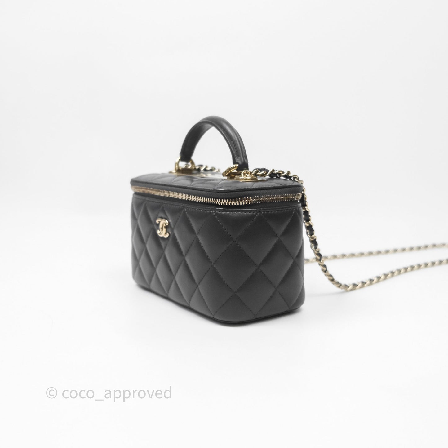 Chanel Trendy CC Vanity Rectangular Top Handle Dark Grey Lambskin Gold Hardware