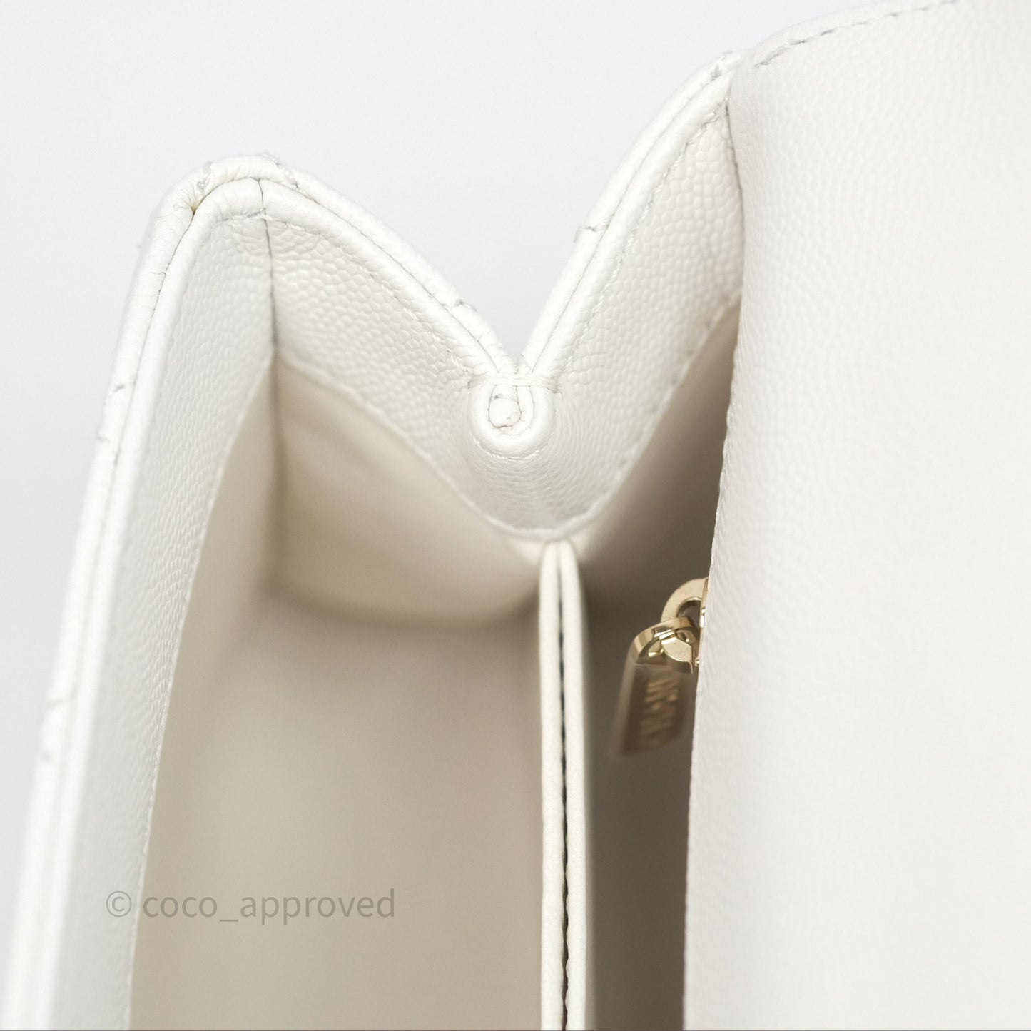 Chanel Small Coco Handle Quilted White Caviar Gold Hardware