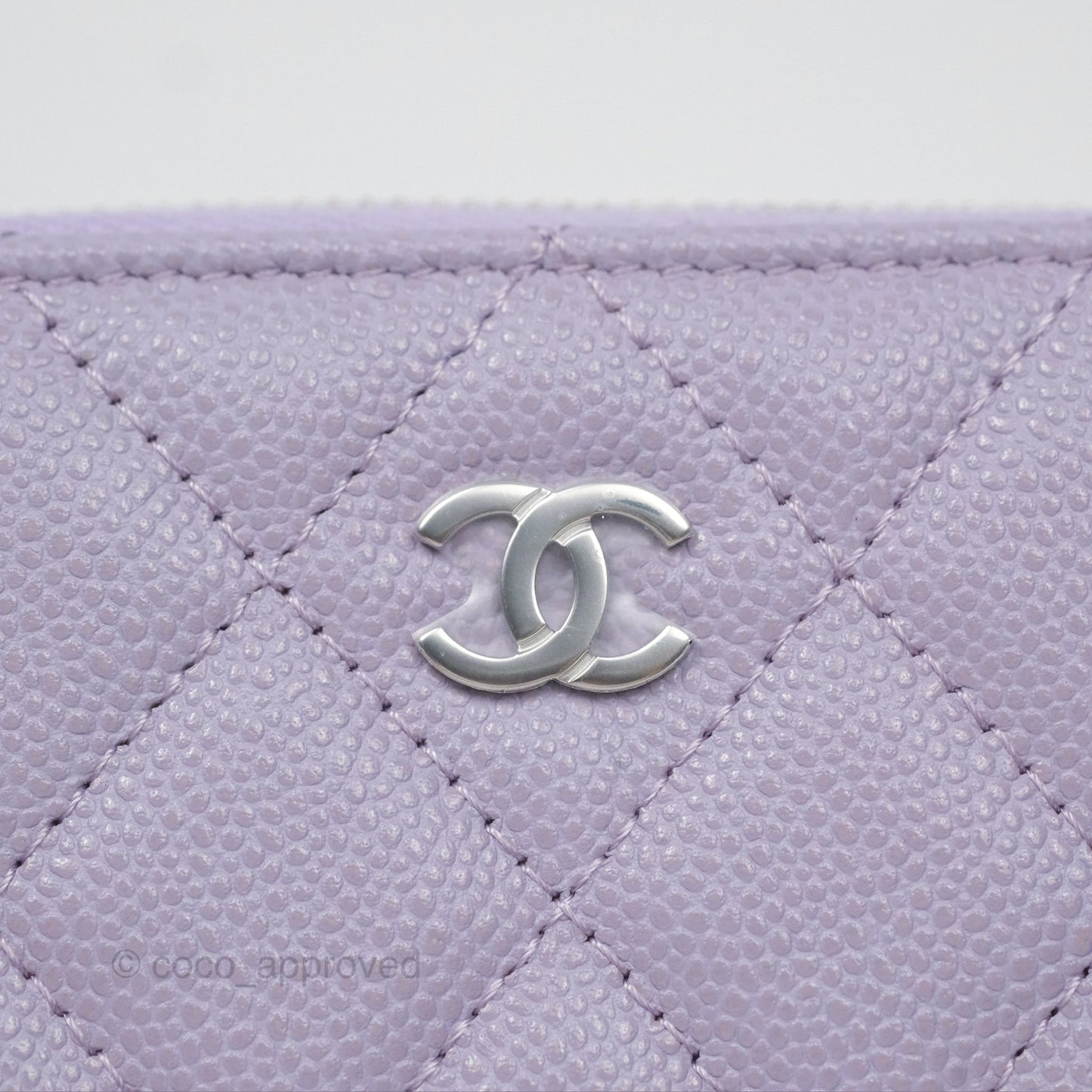 Chanel Classic Zipped Coin Purse Lilac Caviar Silver Hardware