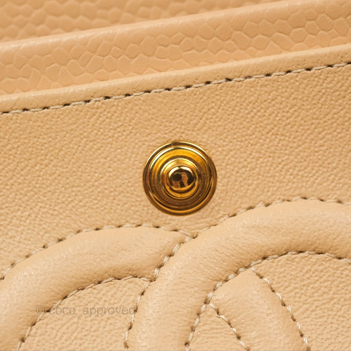 Chanel Classic Small S/M Quilted Flap Beige Caviar Gold Hardware
