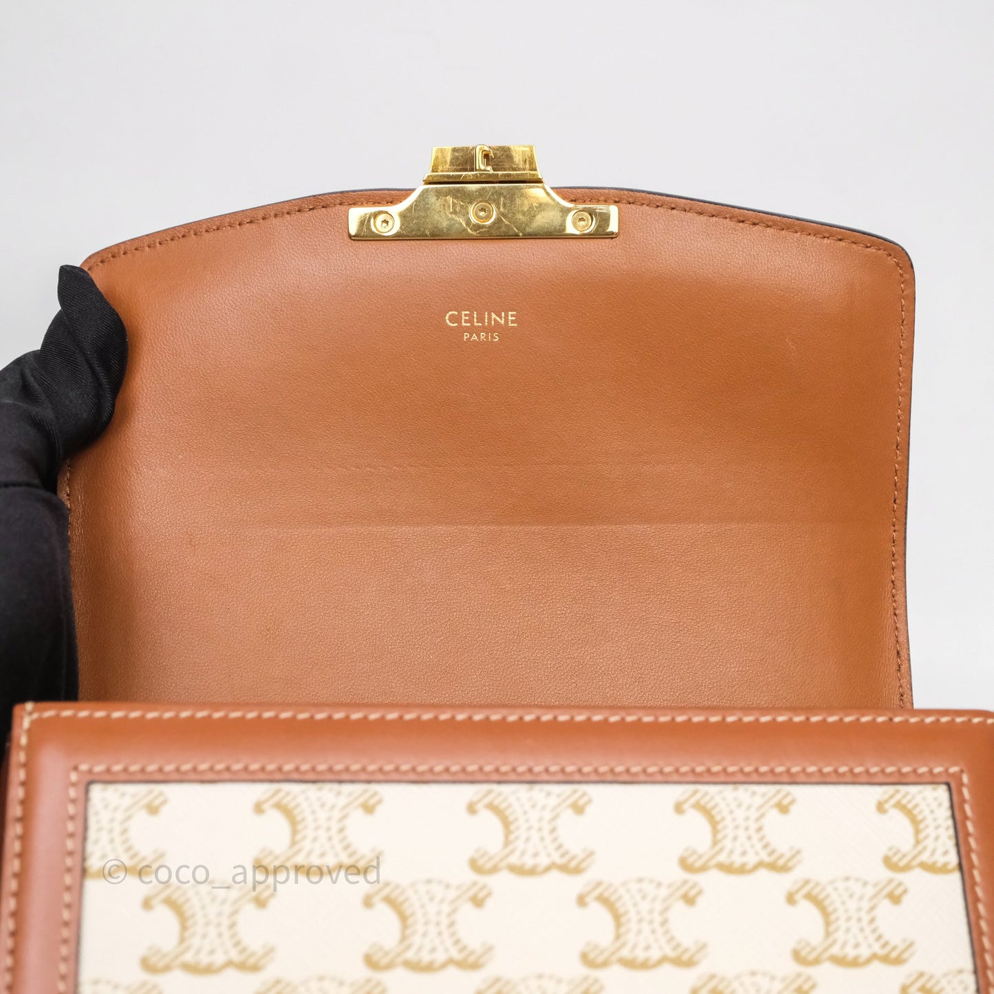 Celine Teen Triomphe Bag Triomphe Canvas Tan Calfskin