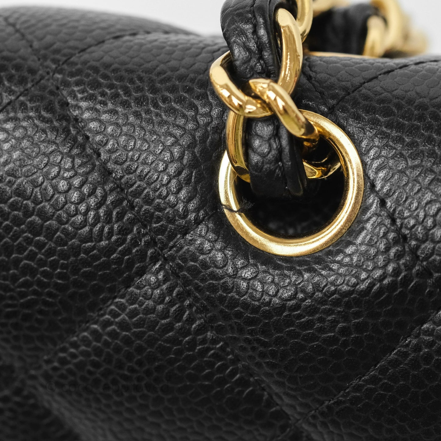 Chanel Jumbo Double Flap Quilted Black Caviar Gold Hardware⁣⁣