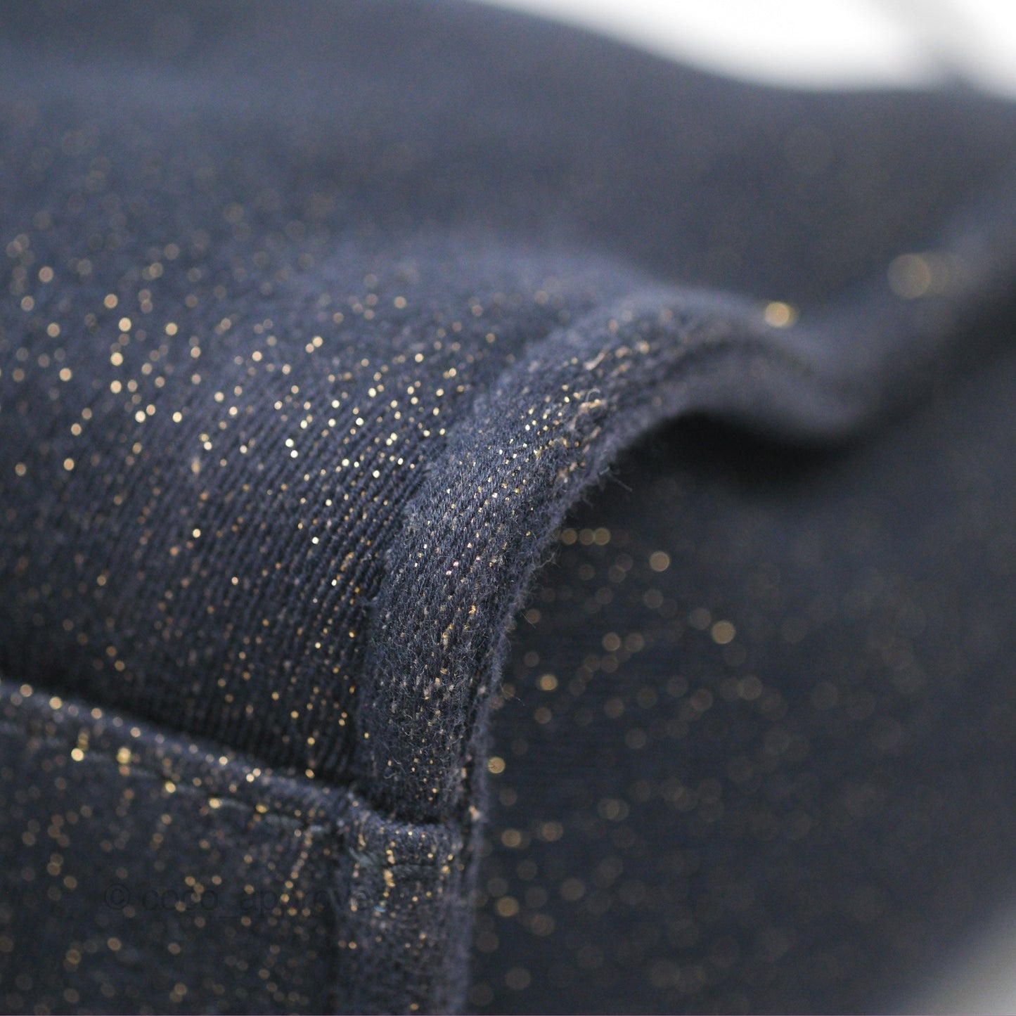 Chanel Medium Deauville Tote Navy Glitter Canvas Gold Hardware