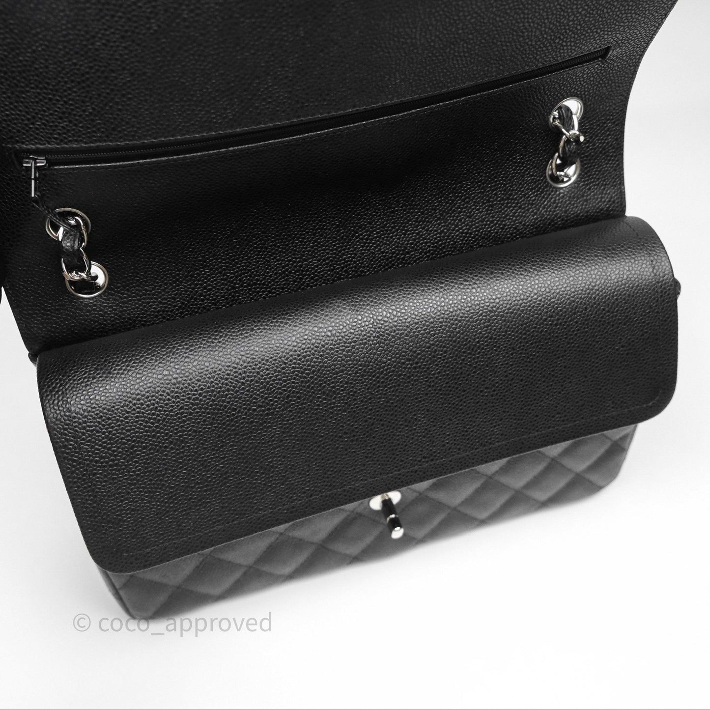 Chanel Jumbo Double Flap Black Caviar Silver Hardware⁣⁣