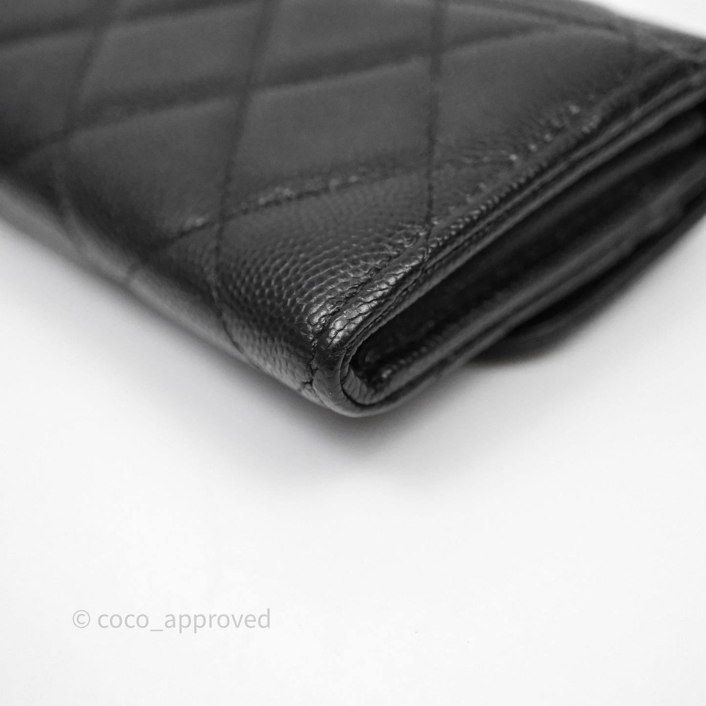 Chanel Classic Quilted Flap Long Wallet Black Caviar Gold Hardware